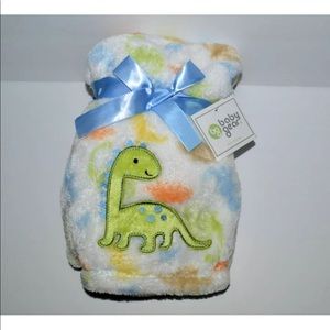 Baby Gear Boy Green DINOSAUR Dino Star Fleece Blanket Lovey 30x40 Plush HTF